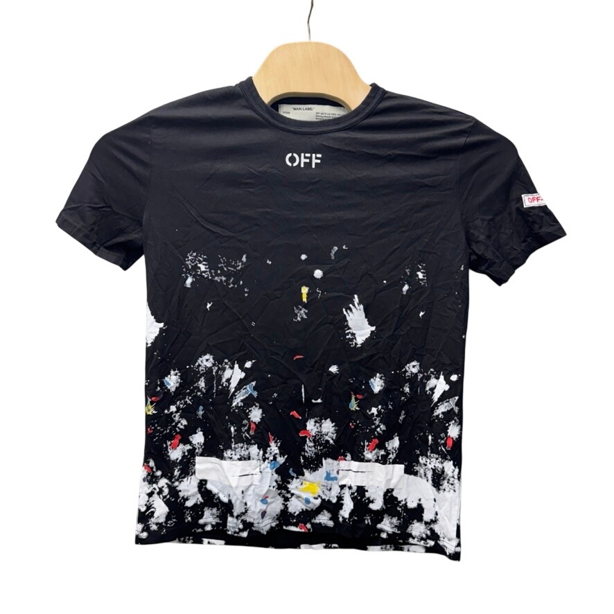 Off-White Virgil Abloh Paint Splatter Graphic T-Shirt Black Mens S Made Italy